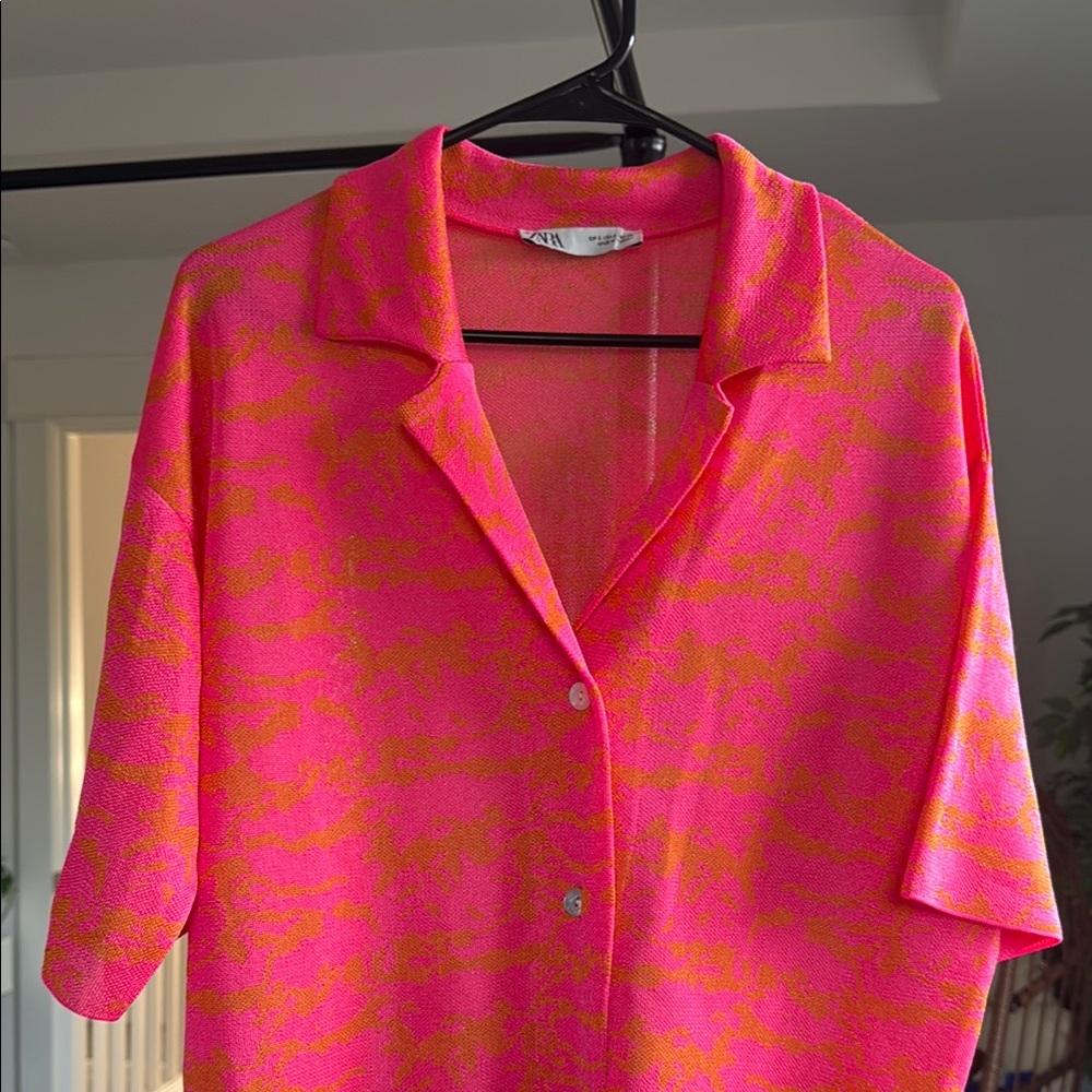 Zara Vibrant Pink Button-Up Women's Dress